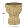 thumbnail image 3 of DecMode 20" x 24" Brown Seagrass Handmade Woven Accent Table with Glass Top, 1-Piece, 3 of 9