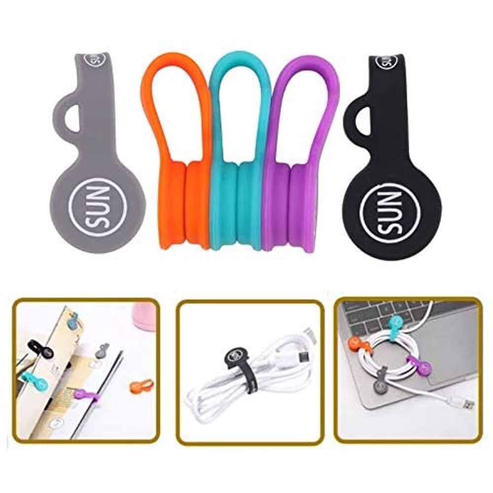 SUNFICON Cable Clips Cable Organizers Earbuds Cords Winder