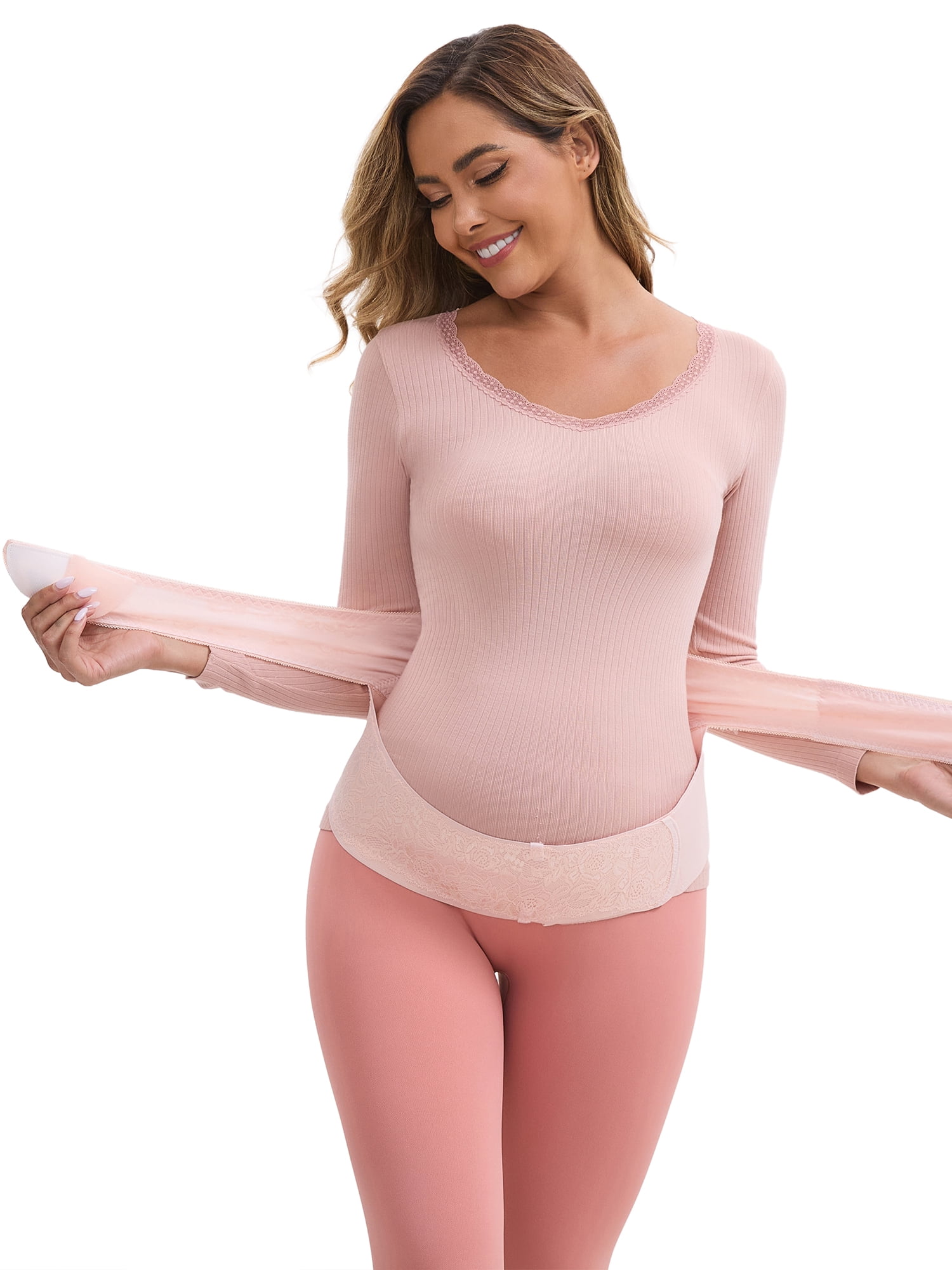 DARING DIVA Women's Lace Adjustable Pregnancy Belly Support Soft Belt XL Pink