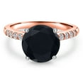 thumbnail image 3 of Gem Stone King 10K Two Tone Gold Black Onyx and Lab Grown Diamond Engagement Ring for Women | 3.20 Cttw | Round 10MM | Gemstone December Birthstone | Size 6, 3 of 6