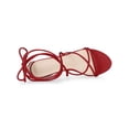 thumbnail image 4 of BLISSFUL STEP Sandale à Talon Bloc pour Femme Sandales à Brides à Lacets Rouge 10, 4 of 7