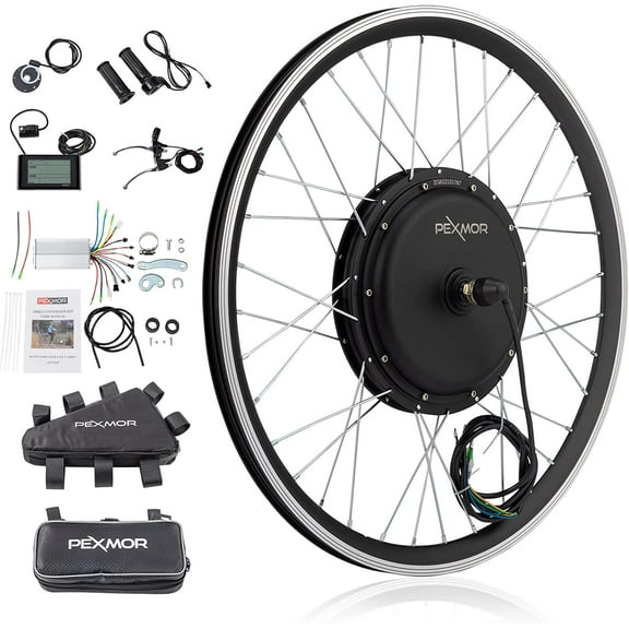PEXMOR Electric Bike Conversion Kit,36V 750W 24"/20" Front Wheel Ebike Conversion Electric Bicycle Hub Motor Kit, Electric Bike Motor Kit w/LCD Display/Controller/PAS/Brake Lever/Torque Arm