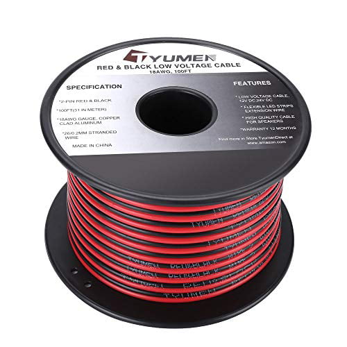 100FT 14 Gauge 2pin Color Red Black Cable Hookup Electrical Wire LED Strips DC 