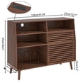 thumbnail image 3 of Record Player Stand, Mid-Century Turntable Stand with Charging Station, Vinyl Record Storage Cabinet for Living Room, Walnut, 3 of 9