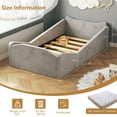 thumbnail image 3 of Zimtown Wood Bed, Floor Bed with Safety Guadrail, Montessori Bed with Soft Velvet Wood Bed, Mattress not Included (Gray), 3 of 8