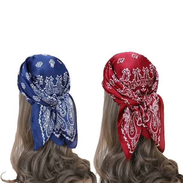 Pañuelos de seda para mujer, pañuelos retro para hombre, pañuelos de satén para el pelo, pañuelos cuadrados de seda para el cuello