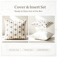 thumbnail image 3 of Floral Throw Pillow 18x18, Boho Brown Striped Throw Pillow Set with Pillowcase & Insert, Vintage Decorative Pillow Covers with Soft Core, Cozy Accent Cushions for Couch Sofa Home Indoor Decor, 3 of 10