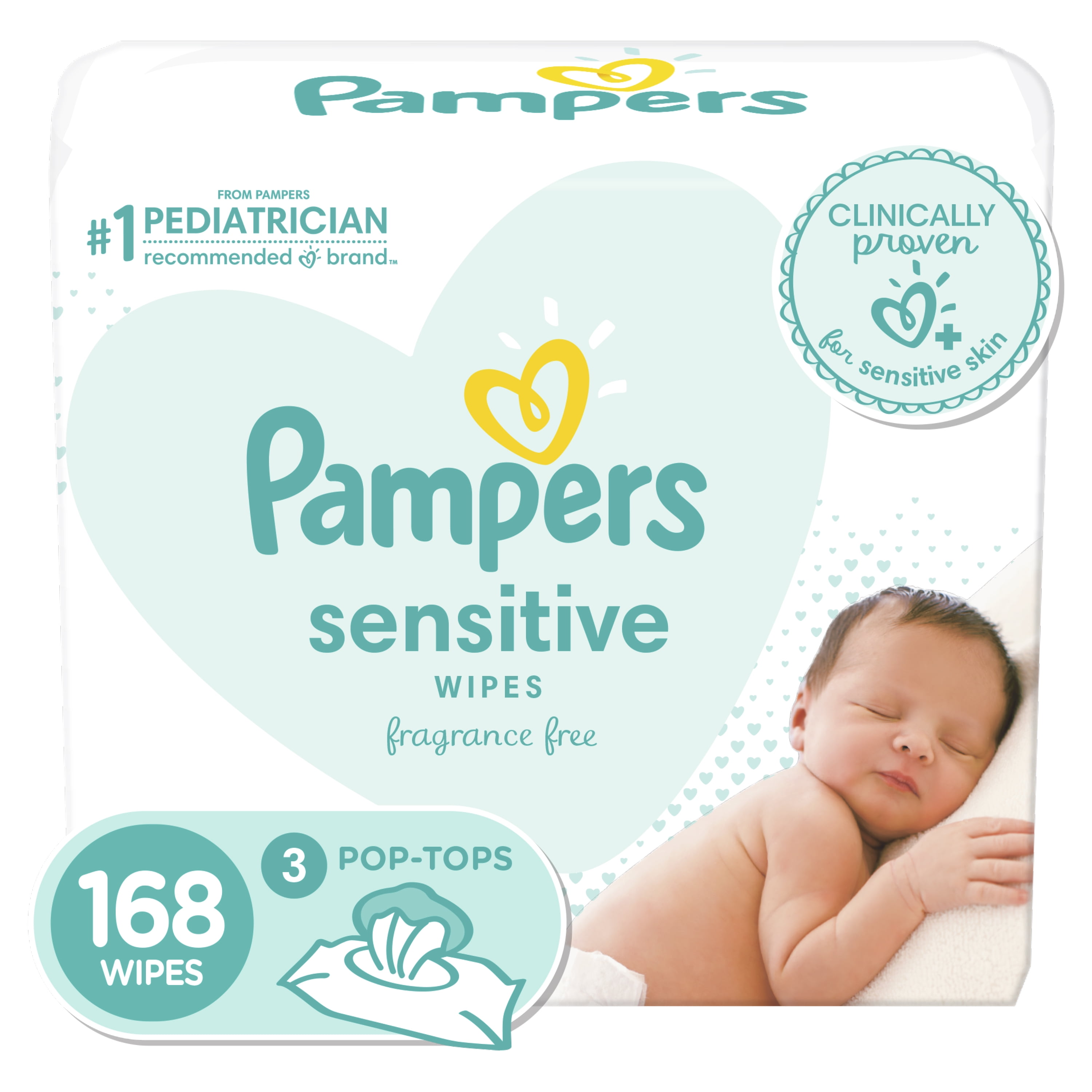 Pack of 2 Pampers Sensitive Wipes Convenience Pack 18 ea 