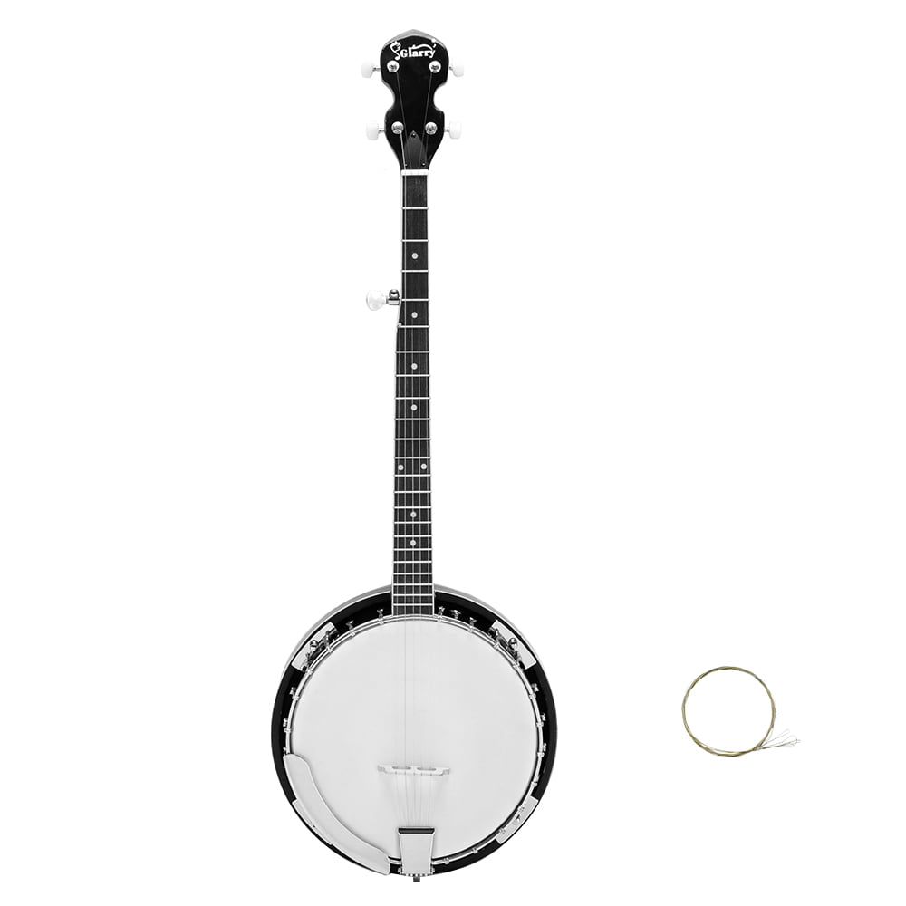 Beginner Kit Glarry 5-String Resonator Banjo Reentrant Tuning Banjo Right Handed Back & Sides Sapele with Strings Banjo String Instrument 