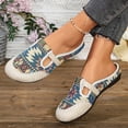 thumbnail image 4 of Rokment Women's Bohemian Ethnic Mules Dress Slides Sandals Beach Summer Vintage Casual Closed Toe Wedge Low Heels Comfortable Walking Half Slippers Clogs for Wide Width Blue Size 9.5, 4 of 7