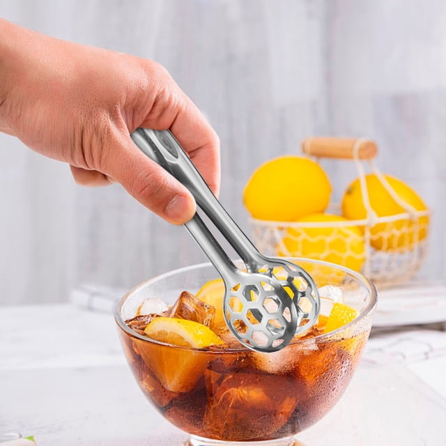Fiudx Pinza para Alimentos de Acero Inoxidable, Pinza para Pan y Filete con Escurridor de Aceite, Diseño de Mango con Agarre, Herramienta para Barbacoa de Cocina, Esencial para Reuniones Familiares,