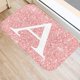 thumbnail image 1 of Alfombrilla de terciopelo Coral para puerta de entrada, Felpudo con patrón de letras y puntos rosas, para interior, antideslizante, decoración del hogar Fivean unisex, 1 of 2