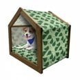 thumbnail image 1 of Leaves Pet House, Foliage Pattern Doodle Style Illustration Composition of Nature, Outdoor & Indoor Portable Dog Kennel with Pillow and Cover, 5 Sizes, Pale Green Fern Green, by Ambesonne, 1 of 5