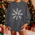 thumbnail image 4 of Sweatshirts for Women Christmas Printing Snowflake Long Sleeve Winter Casual Sports Round-Neck Sweatshirt,Womens Tops Plus Size Dark Gray XL, 4 of 5