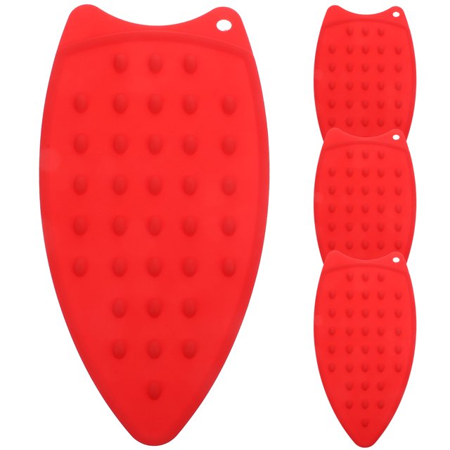 OULII Tapis de Repassage Pratique 4 Pcs Rouge Silicone pour Isoler les Sources de Chaleur