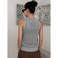 thumbnail image 4 of Womens Summer Knit Sweater Tank Tops Round Neck Crochet Hollow Out Sleeveless Casual Crop Shirt Grey S, 4 of 9