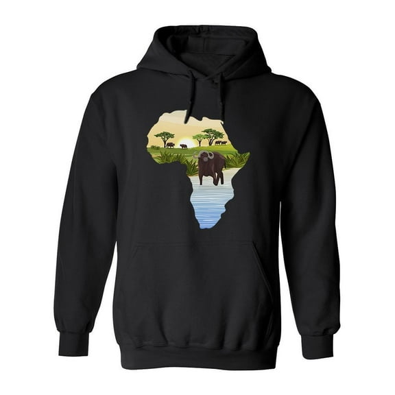 Black Buffalo In The River Hoodie Men -Image by Shutterstock, Male Medium