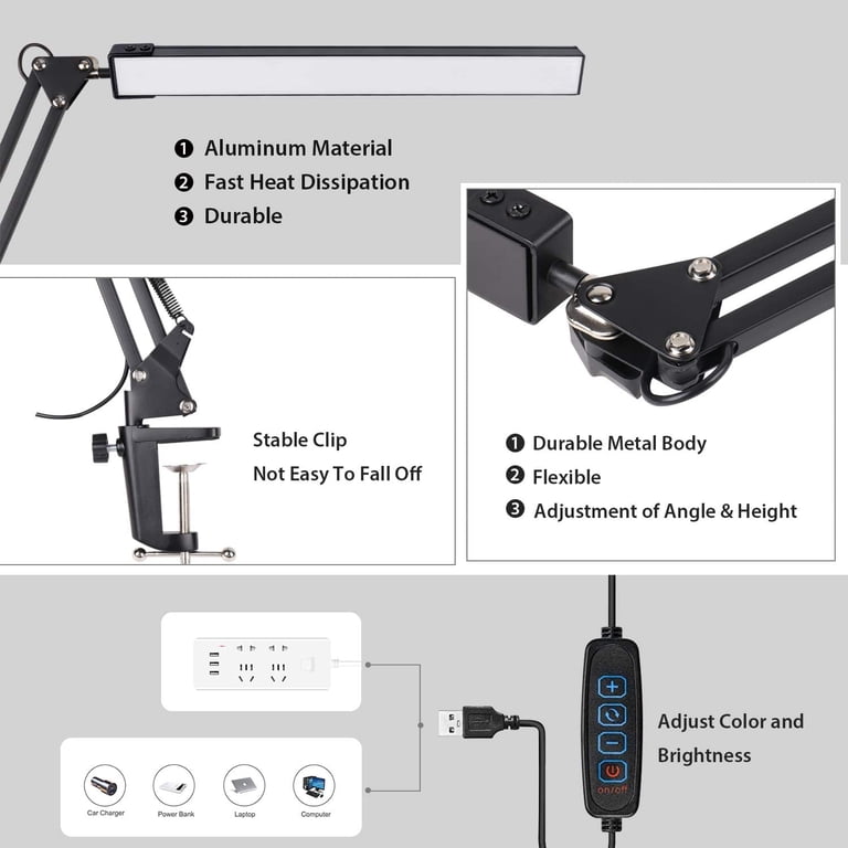 Somnr LED Desk Lamp with Clamp and Swing Arm photo 5