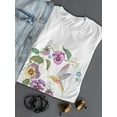 thumbnail image 3 of Smartprints Womens Graphic Tee - Violet Flowers & Hummingbird - Regular Fit 100% Cotton, 3 of 4