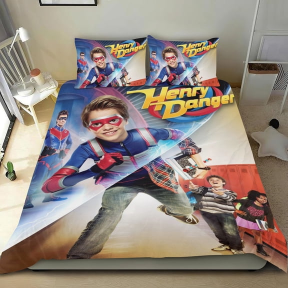 Henry Danger The Movie Themed Bed Sheet Set Three Piece Set 53x79 In ches Comfortable And Skin Friendly Unique Design Creating A Star Studded Night Home Decor Gifts For Family Friends fans