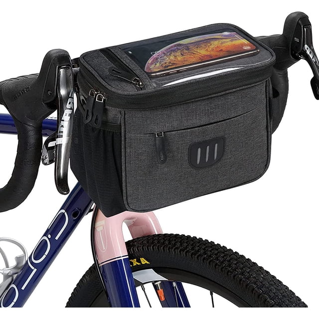 Bolsa para manillar de bicicleta de 6 l, bolsa delantera impermeable para bicicleta, bolsa para cesta de bicicleta de gran capacidad, bolsas para manillar con soporte para teléfono, bolsa de almacenamiento para bicicleta de carretera, bicicleta eléctrica esquí esquí Gafas de esquí