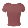 thumbnail image 7 of Jzuxvd Women's T Shirts Short Sleeve Scoop Neck Basic Going Out Tops Fashion Slim Fit Tee Smoke Cloud Pro Collection Watermelon Red XS, 7 of 7