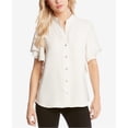 thumbnail image 1 of Karen Kane Blusa con botones y mangas con volantes para mujer, color blanco roto, pequeña Karen Kane Abotonar, 1 of 1