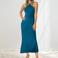thumbnail image 2 of Vestido de noche de satén para mujer tallas grandes - Elegante cuello en V, diseño en la cintura, vestido de fiesta para bodas - Tallas XS-L, tejido con brillo lujoso, 2 of 5
