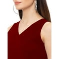thumbnail image 4 of eloria Women's Georgette Summer Casual Pleated Design V Neck Sleevless A Line Long Dress, Color : Maroon | Size : XS, 4 of 5