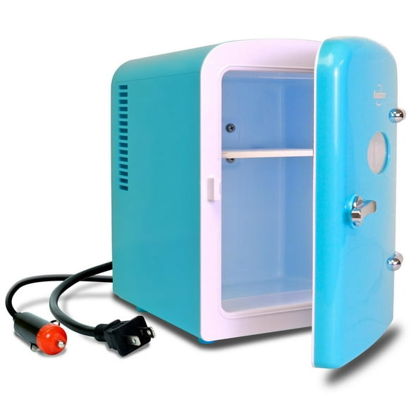 Koolatron Retro Portable 6-Can Thermoelectric Mini Fridge, 4.2 Quarts, 12V DC/110V AC, for Home, Dorm, Car, Boat, Beverages & More