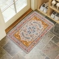 thumbnail image 4 of Retro Door Mat, 17 X 30 Inch Bohemian Orange Patterned Carpet Welcome Doormat Decorative Home Floor Mat, Non Slip Rubber Back and Strong Water Absorption for Outdoor Indoor Entrance Decor, 4 of 6