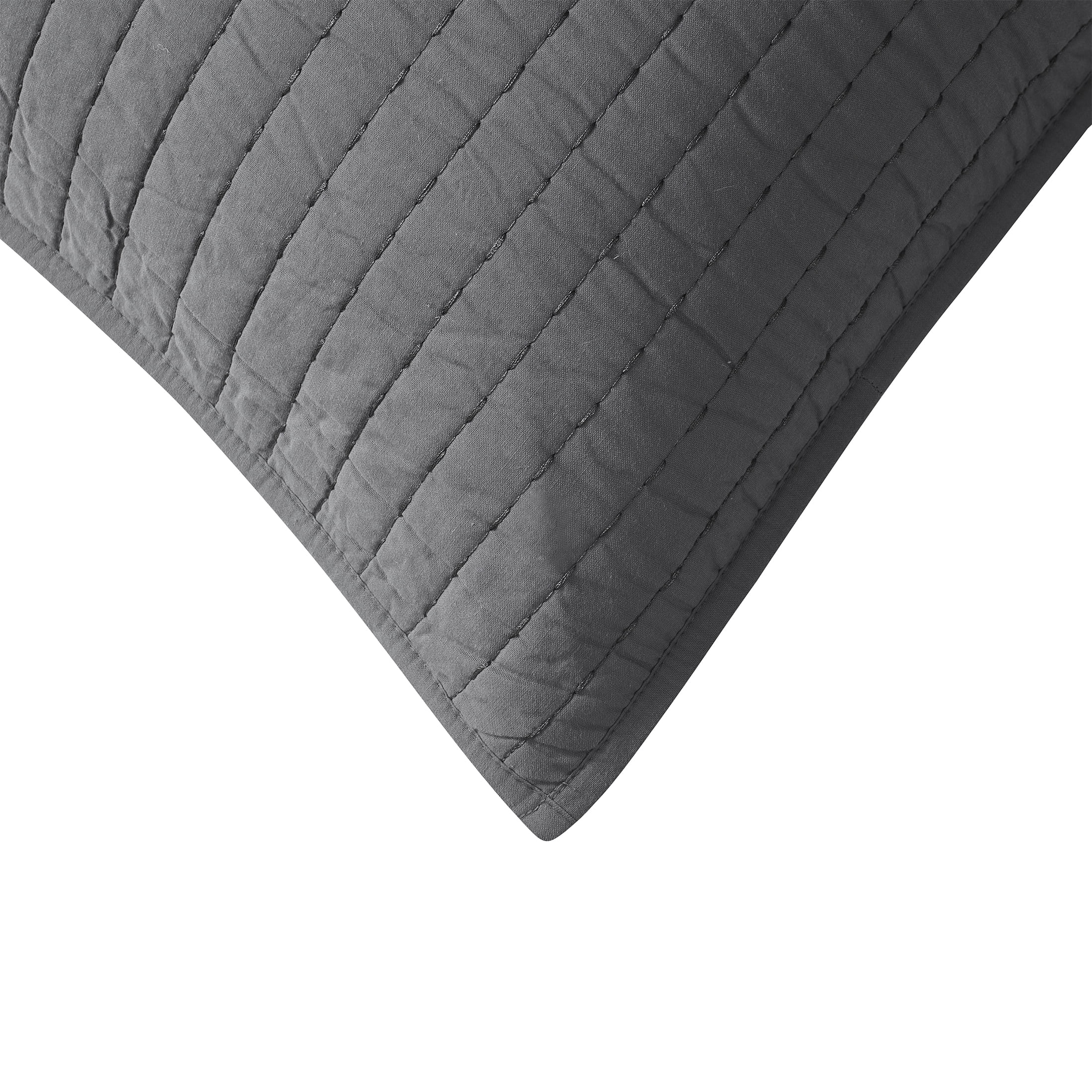 Better Homes and Gardens Standard Quilted Pillow Sham, Grey, 2 Pack