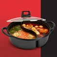 thumbnail image 3 of INFUSE 4.4QT 2-Section Nonstick Aluminum Hot Pot with Glass Lid for Soup Seafood Noodles, Black, 3 of 4
