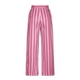 thumbnail image 4 of LEBONYARD Women's Plus Wrinkle Free Relaxed Fit Straight Leg Pant,Women Plus Size Cotton Linen Wide Leg Trouser,Women's Summer High Waisted Wide Leg Pants Stripe Matching Yoga Gym Long Pants Pink L, 4 of 5