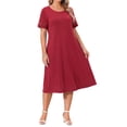 thumbnail image 2 of WellSize Plus Size Dresses for Women Summer Crew Neck Short Sleeve Sundresses Casual Beach Midi Dresses with pockets, 2 of 7