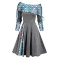 thumbnail image 1 of Vestidos Para Mujer Vestidos de Otoño Con Hombros Descubiertos Estampado de Navidad de Moda Botón Causal Vestido de Vacaciones de Manga Larga Odeerbi  ODB182460, 1 of 4