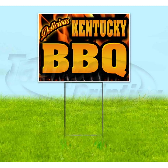 Kentucky BBQ (18" x 24") Yard Sign, Includes Metal Step Stake