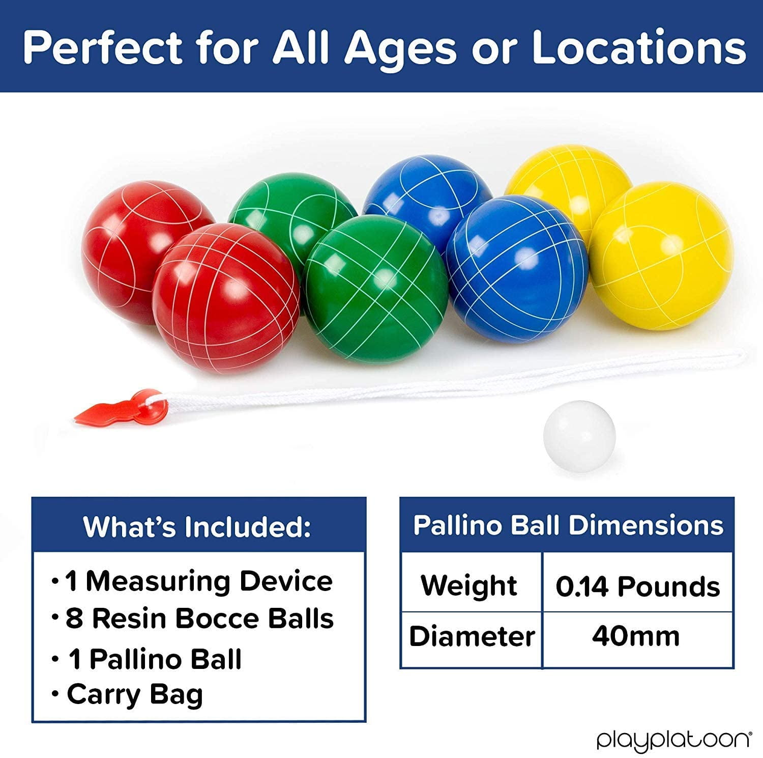 Including Measuring Tape （1 of 4） ApudArmis White 51mm Pallino Bocce Balls Replacement Set of 2 