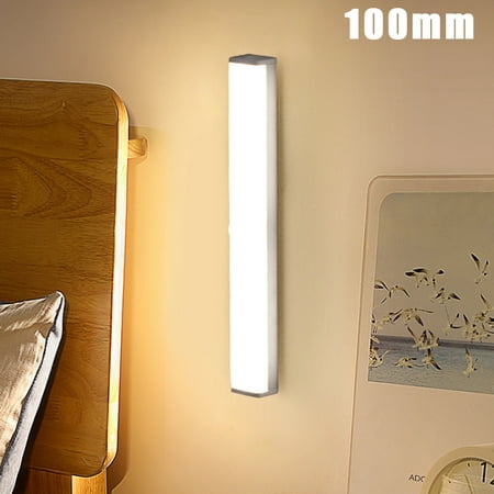 

Magnetic Mount Night Light Human Body Induction LED Lights Rechargeable Eye Protection Stepless Dimming White/Warm Color White Light Aluminum Color 100mm