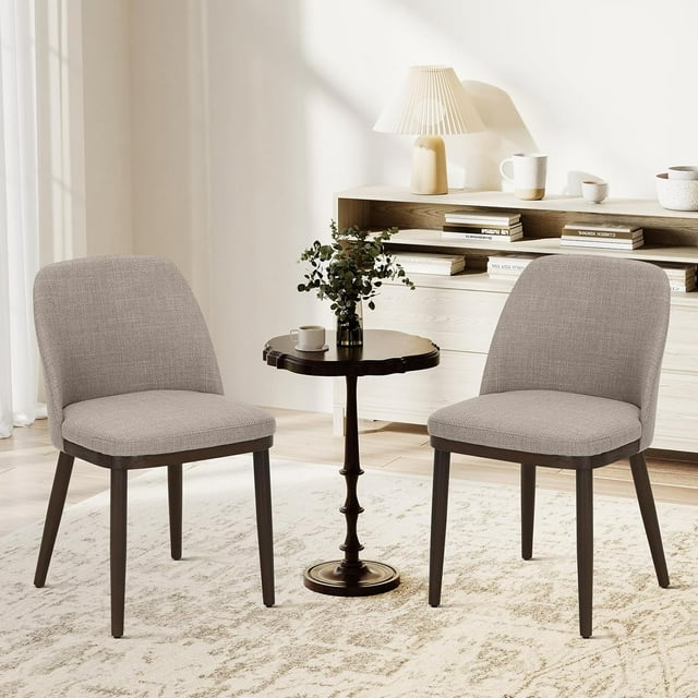MALOL Upholstered Dining Chairs Set of 2, Modern Kitchen Chairs with Back, Fabric Side Dining Room Chairs with Wood Legs, Camel