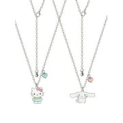Sanrio Girls/Tweens Hello Kitty & Cinnamoroll Best Friends Necklace, Set of 2 with BFF Charm, 18