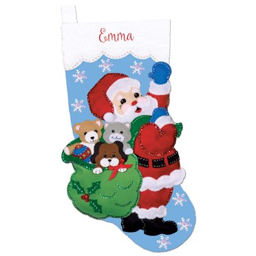 Bucilla Stockings 18 Long - Santa's List Stocking Felt Applique Kit: A Cherry O