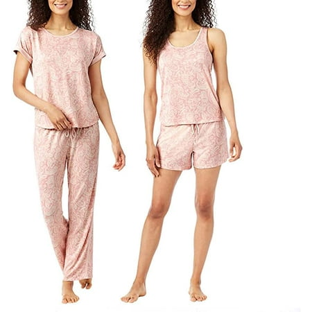 

Lucky Brand Ladies 4Pc PJ Set Super Soft Knit Size: XXL Color: Pink Floral Paisley
