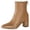 Brown, variant on RotHome Silver Boots for Women Pointed Toe Chunky Block Heel Short Ankle Booties Low Heeled Faux Leather Look Everyday Stylish Outfit