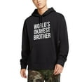 thumbnail image 2 of Worlds Okayest Brother Sweatshirt Funny Shirts Big Brother Sister Gift Hoodie Black, 2 of 7