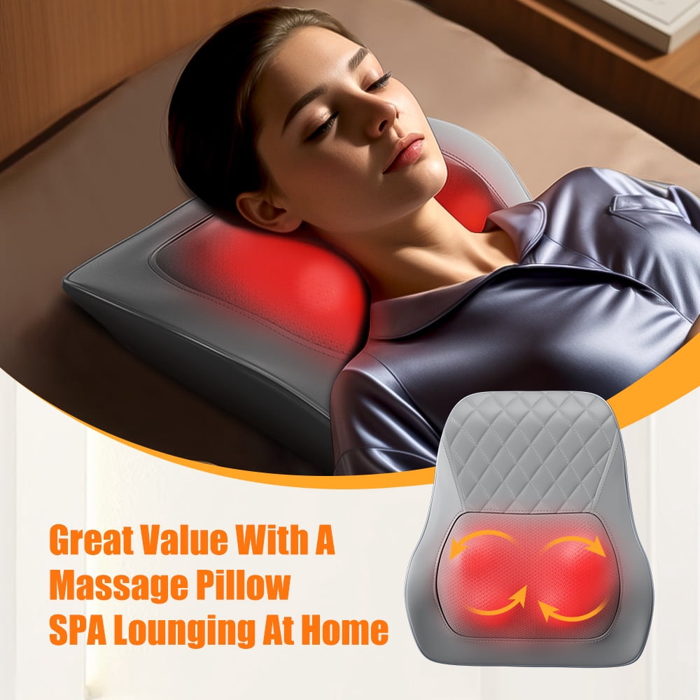 Nuvrek Shiatsu Neck and Shoulder Massager Pillow with 3D Deep Tissue Kneading