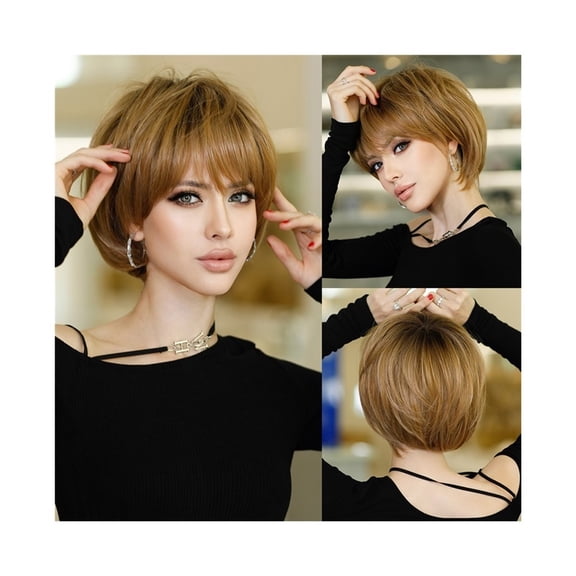 Ombre Blonde Wig for Women Daily Party Fluffy Bob Wig Synthetic Hair Fashion Wig