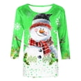 thumbnail image 4 of JURANMO Today's Deals Of The Day Womens Christmas 3/4 Sleeve Shirts 2024 Crewneck Tunic Tops Cute Snowman Print Tshirt Loose Casual Pullover Blouses Green XL, 4 of 6