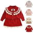 thumbnail image 7 of IVEYRTF Girls Knit Lapel Sweater Top and Skirt Set Long Sleeve Casual Fall Winter Soft Fit Outwear 2 Piece Outfit for Kids 1-8 Years(Pink#4,3-4 Years), 7 of 7