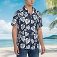 thumbnail image 5 of Xecao White Leaves print Hawaiian shirt - a stylish short-sleeve button-down for men, perfect for casual beach and tropical outings., 5 of 9